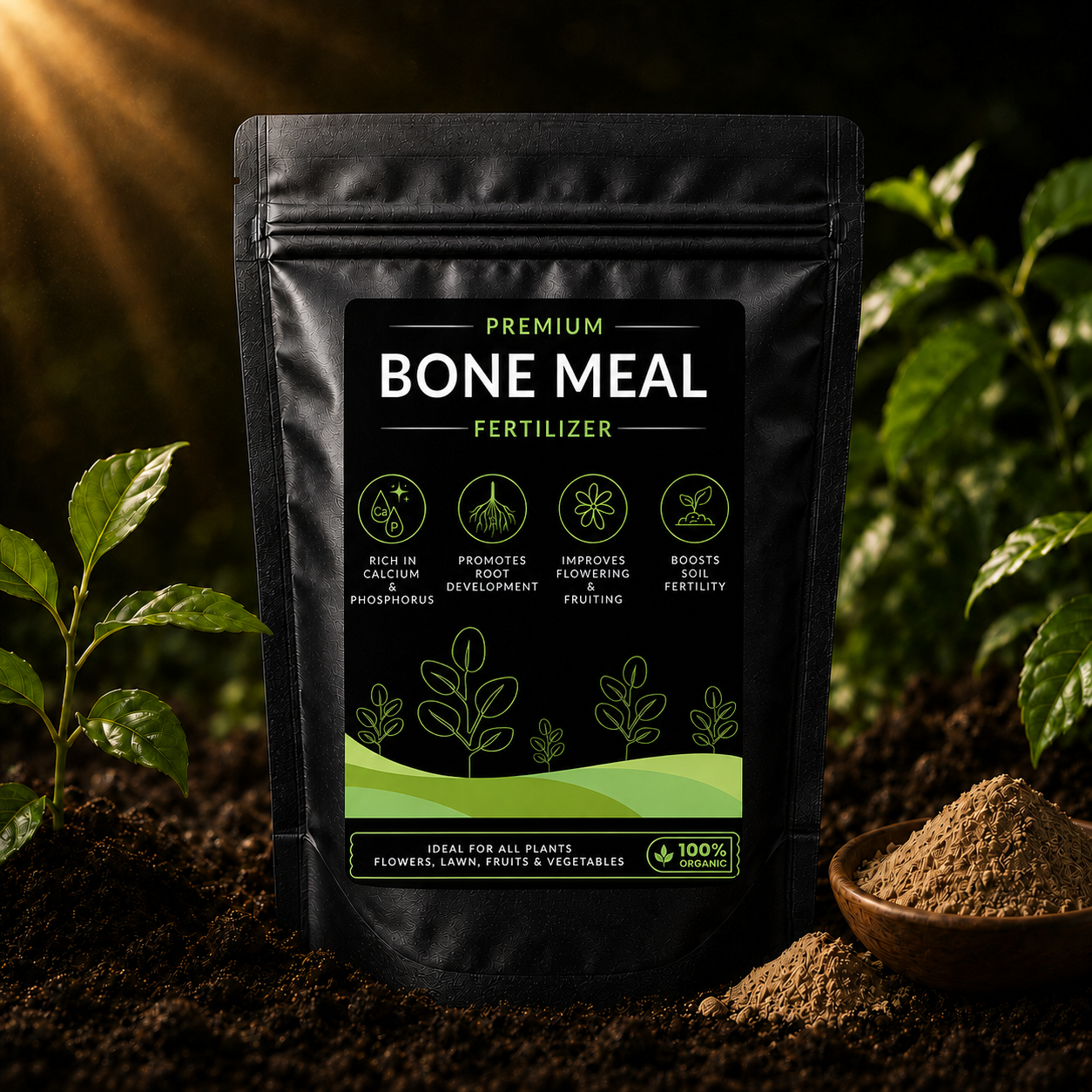 Bone Meal Fertilizer - For Flowers, Vegetables and Fruit Plants (950 Grams)