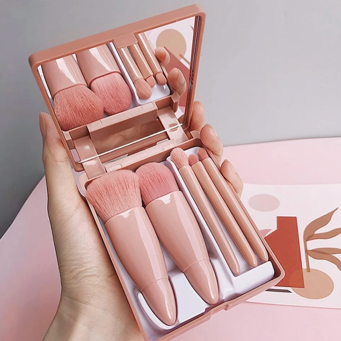 Mini Makeup Brush Kit with Mirror