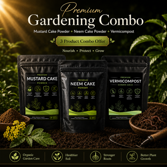 Gardening Combo - Mustard Cake, Neem Cake Powder and Vermicompost