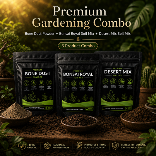 Gardening Combo - Bone Dust Powder, Bonsai Royal Soil Mix and Desert Mix Soil Mix