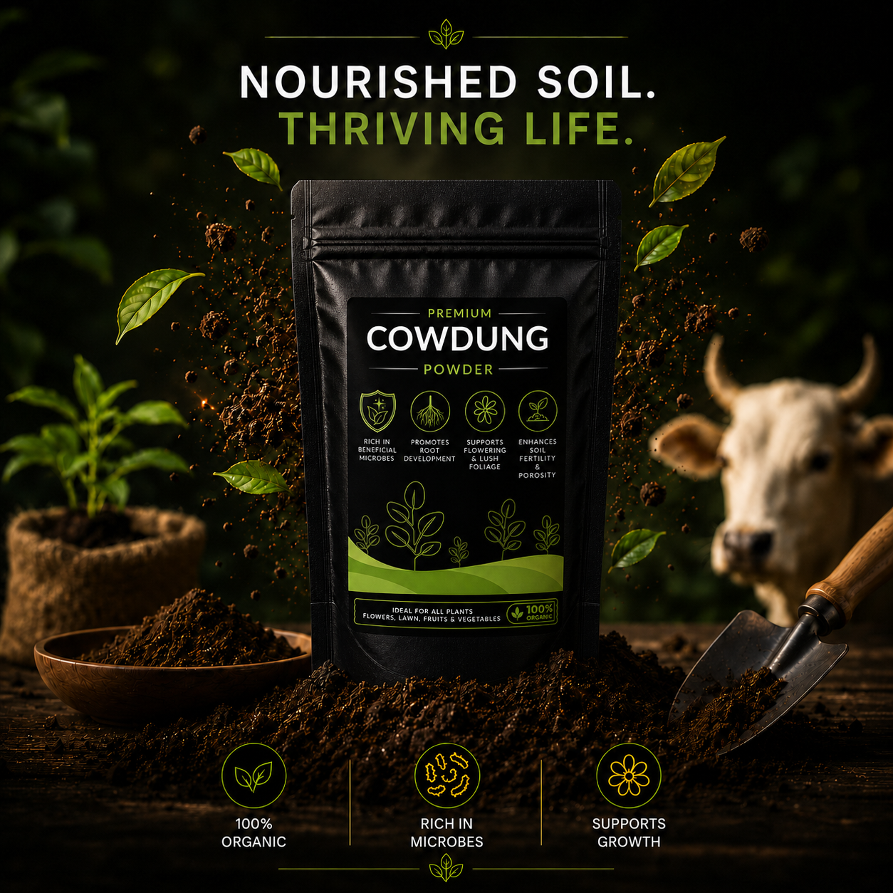 Cowdung Powder - For All Plants (950 Grams)