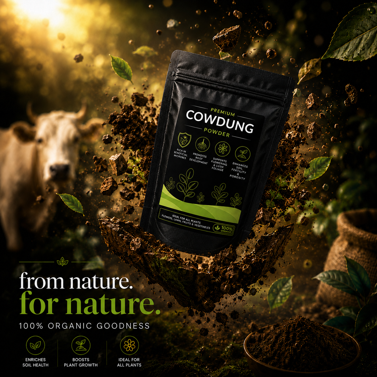 Cowdung Powder - For All Plants (950 Grams)