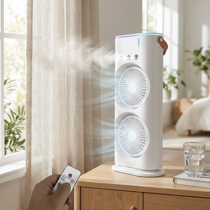 Portable Dual Fan Cooler with Mist