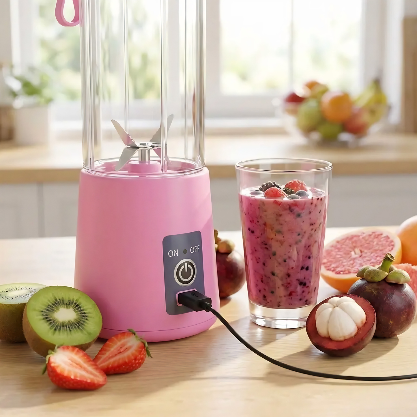 Portable 6-Blade Rechargeable Blender Mixer