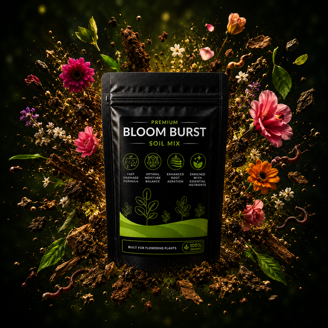 Bloom Burst Soil Mix - For Flowering Plants (1250 Grams)