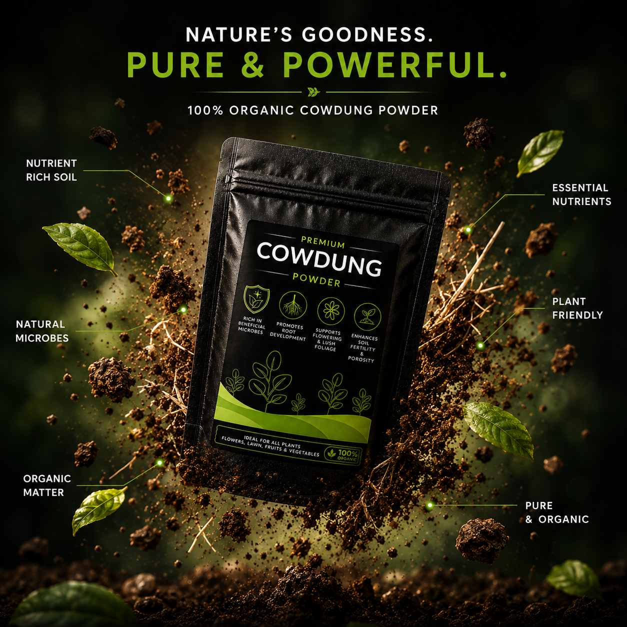 Cowdung Powder - For All Plants (950 Grams)