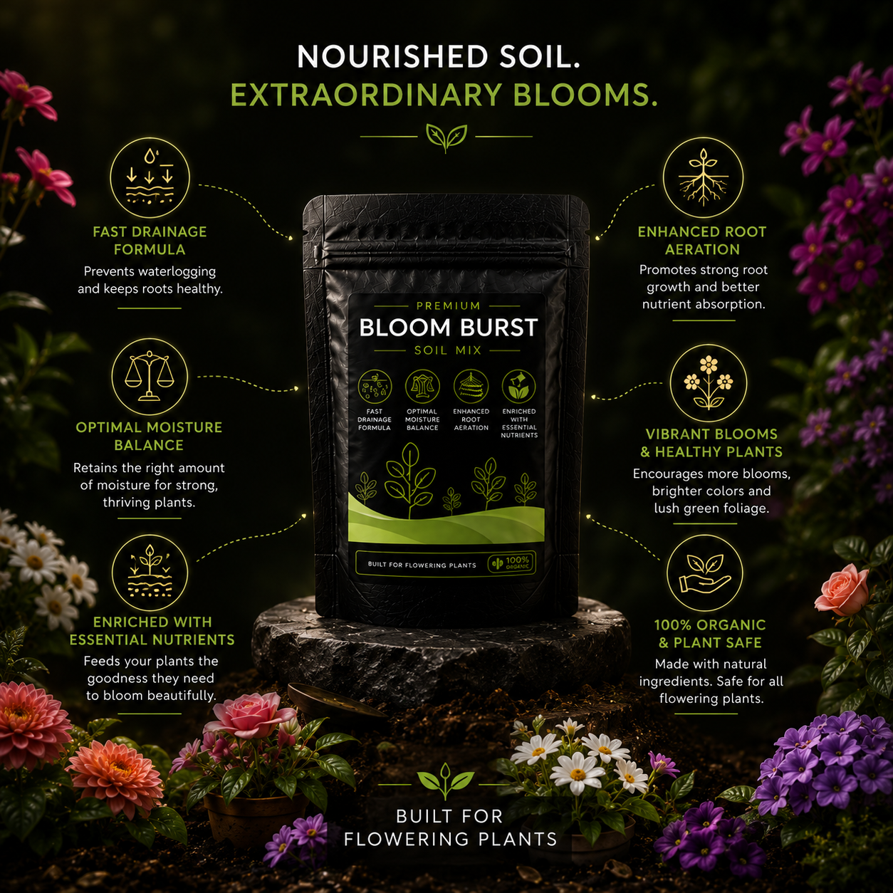 Gardening Combo - Bloom Burst Soil Mix, Bonsai Royal Soil Mix, Desert Mix Soil Mix and Green Leaf Soil Mix