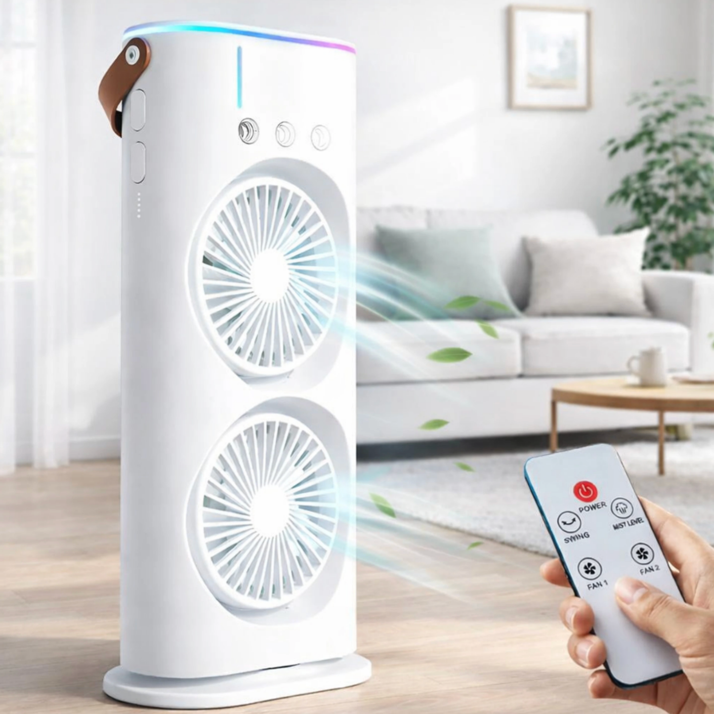 Portable Dual Fan Cooler with Mist