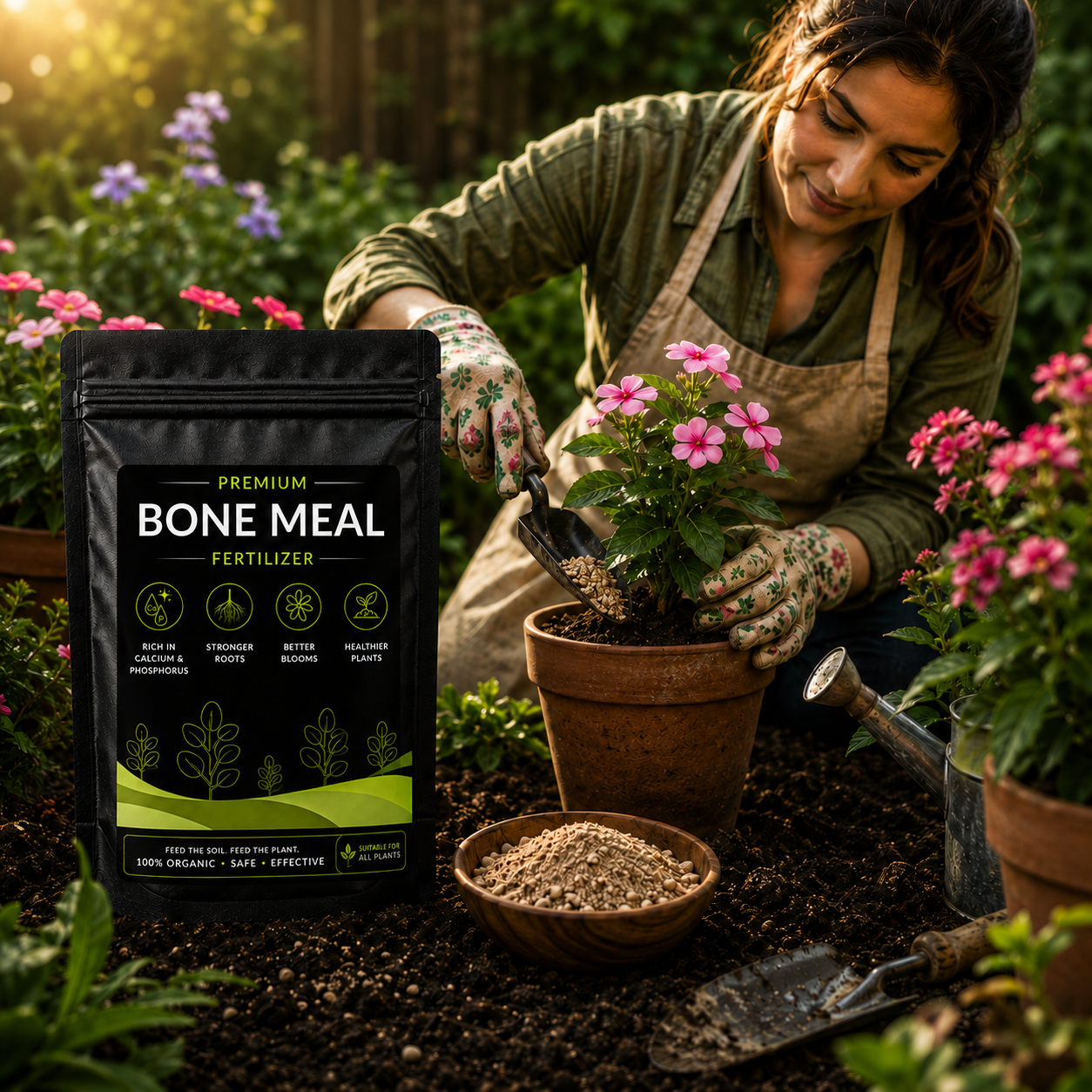 Bone Meal Fertilizer - For Flowers, Vegetables and Fruit Plants (950 Grams)
