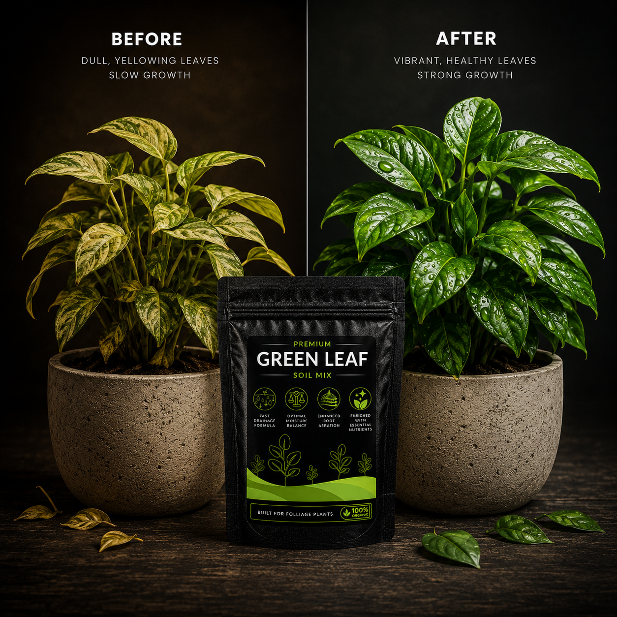 Green Leaf Soil Mix - For Foliage Plants (1250 Grams)