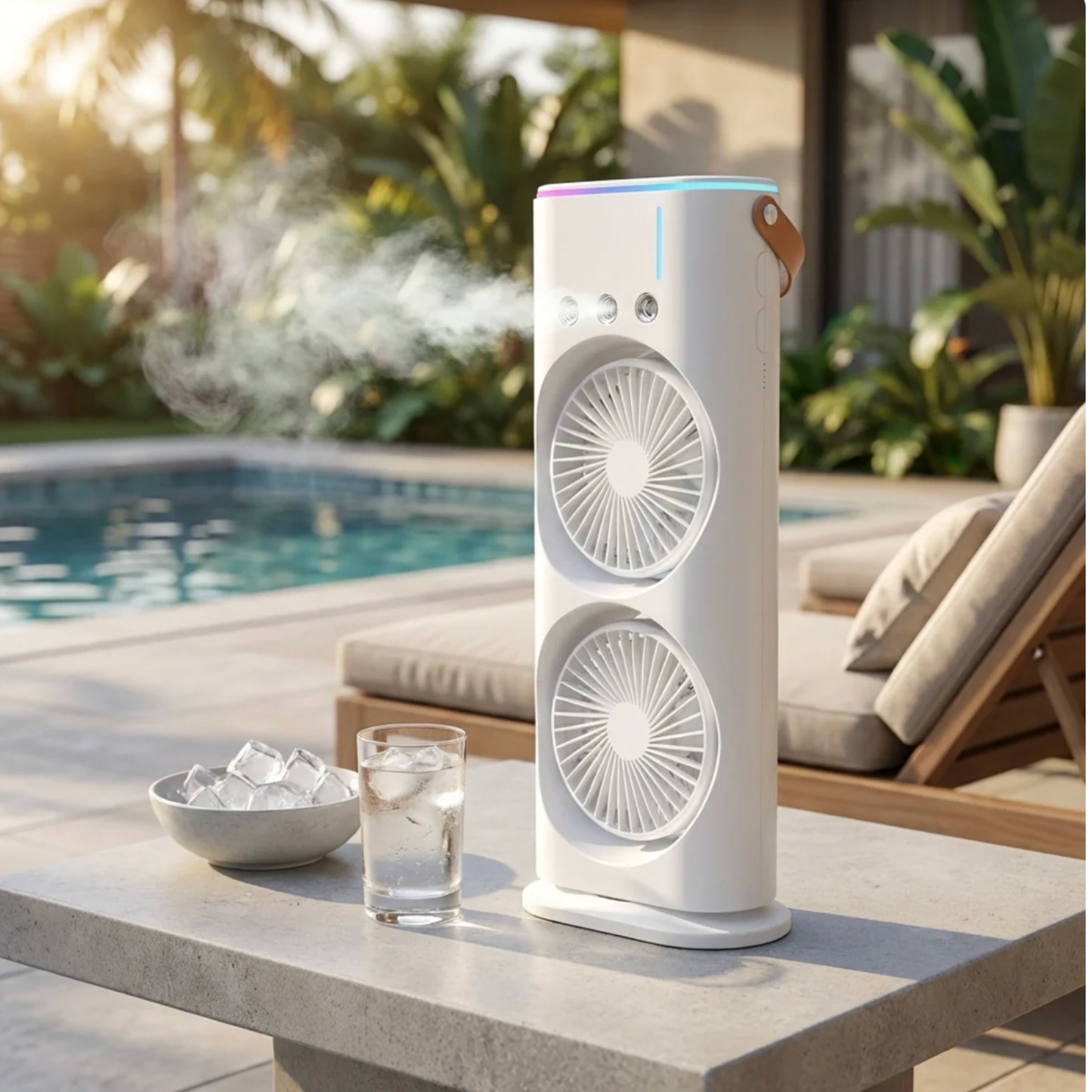 Portable Dual Fan Cooler with Mist