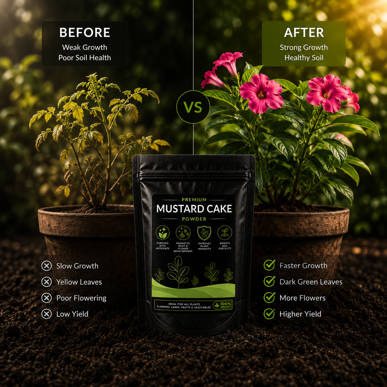 Mustard Cake Powder - For All Plants (950 Grams)