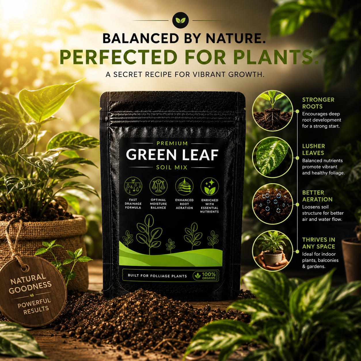 Green Leaf Soil Mix - For Foliage Plants (1250 Grams)