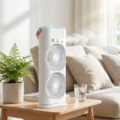 Portable Dual Fan Cooler with Mist