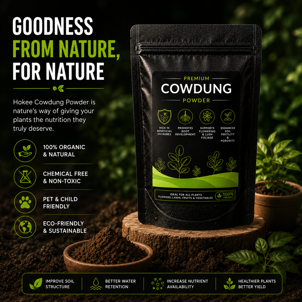 Cowdung Powder - For All Plants (950 Grams)