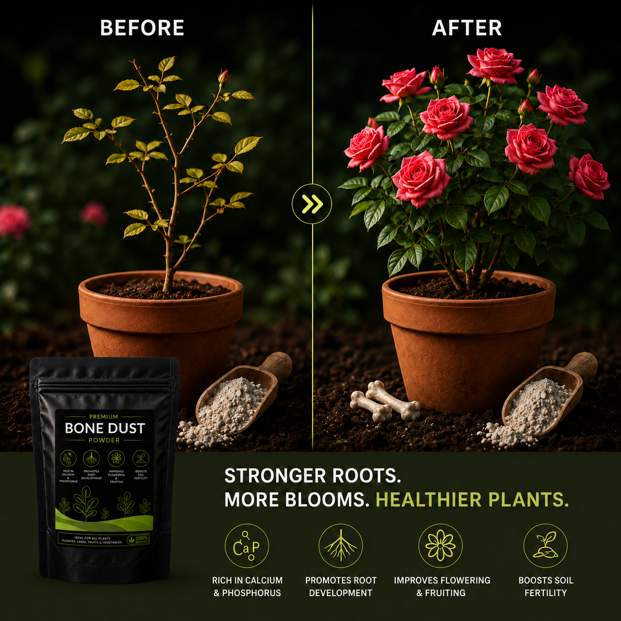 Bone Dust Powder - For Flowers, Vegetables and Fruit Plants (450 Grams)