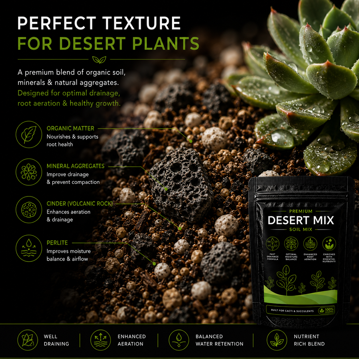 Desert Soil Mix - For Succulents & Cacti (1250 Grams)