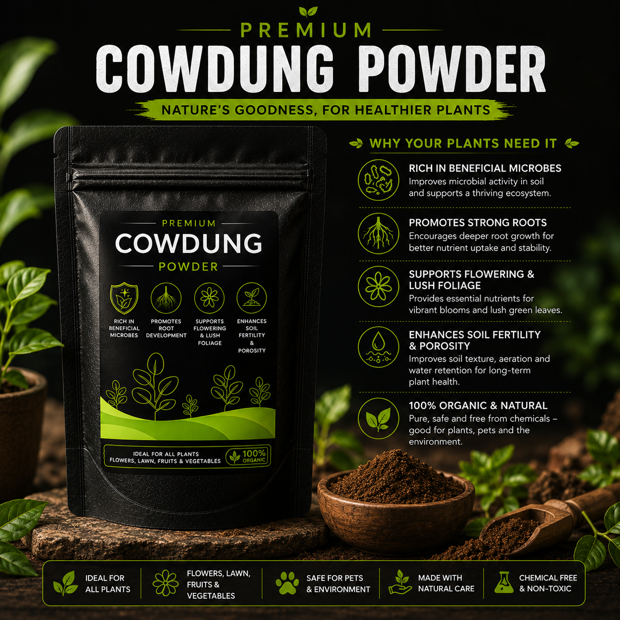 Premium Cowdung Powder