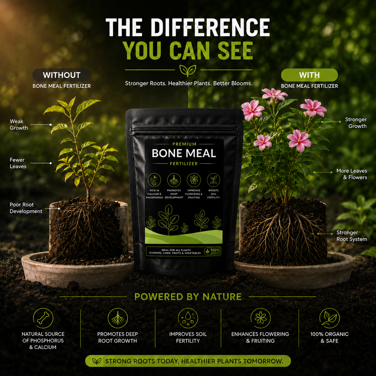 Bone Meal Fertilizer - For Flowers, Vegetables and Fruit Plants (950 Grams)