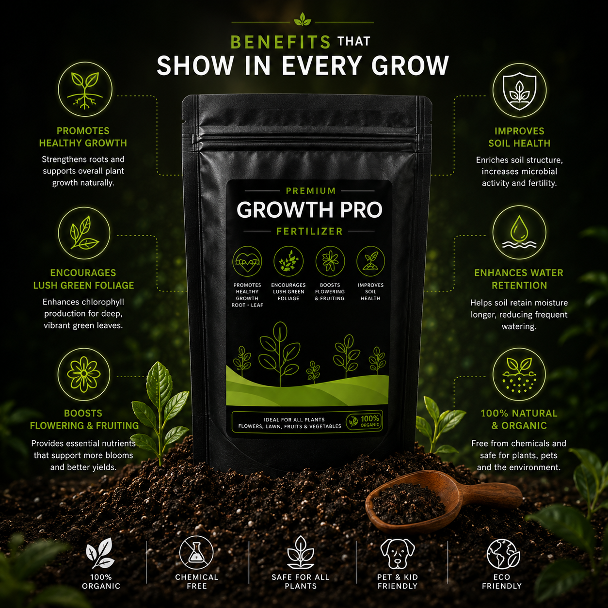 Growth Pro Fertilizer - Organic For All Plants (950 Grams)