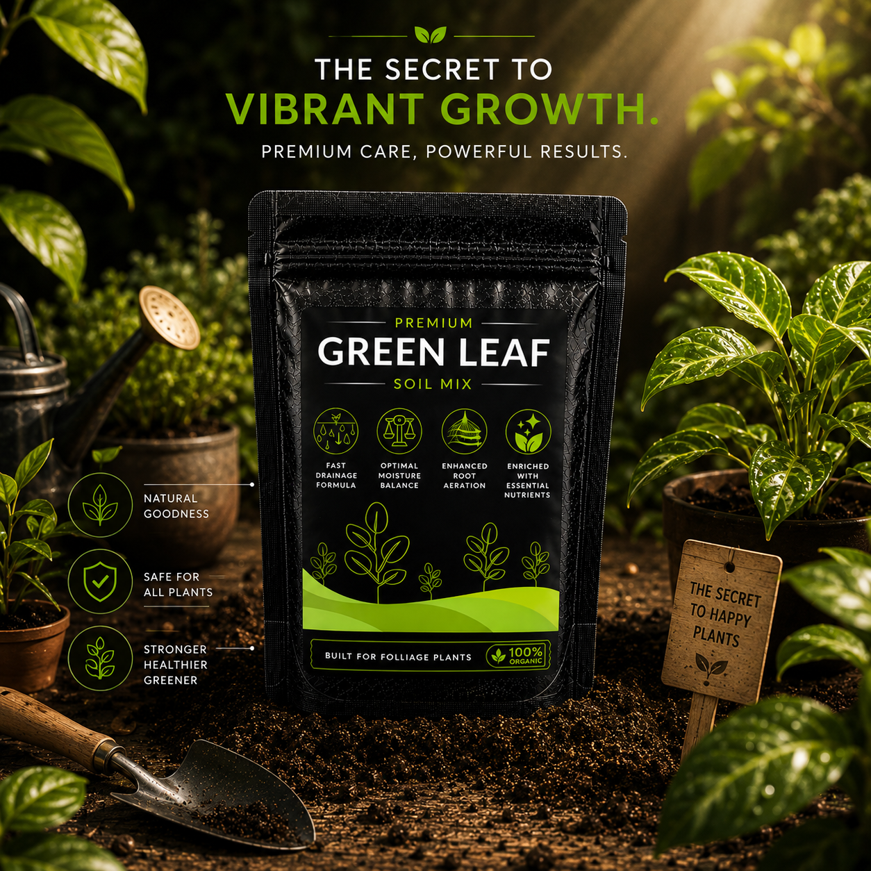 Green Leaf Soil Mix - For Foliage Plants (1250 Grams)